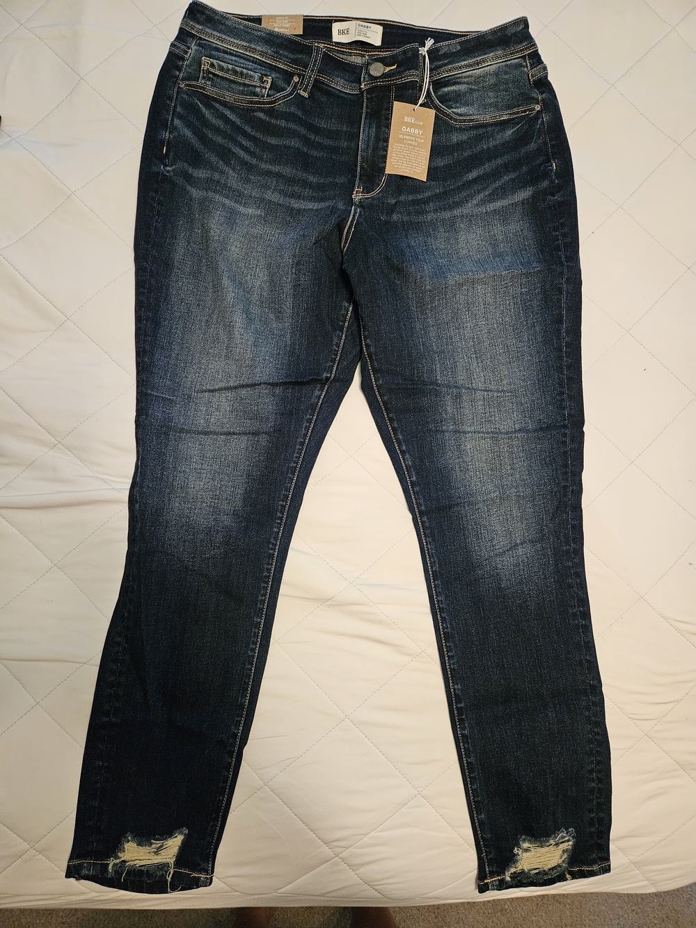 BKE Dark Blue Skinny Jeans with Ankle Distress